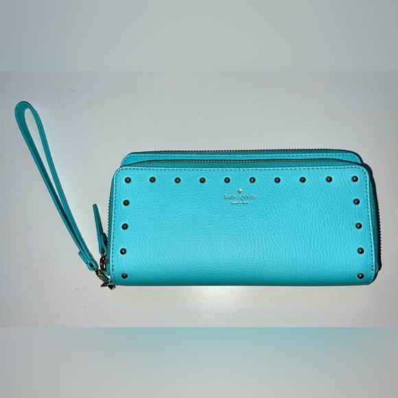 Kate Spade Tiffany Blue Studded Wallet - Picture 1 of 4